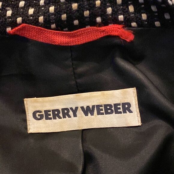 𝅺GERRY WEBER, vintage,BLACK & WHITE WOVEN PETER PAN COLLAR LINED BLAZER.SIZE 14 - Picture 6 of 11